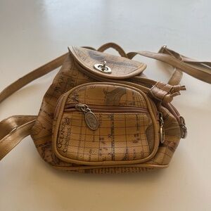 Vintage Tan Printed Mini Backpack